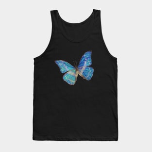 Blue Morpho Butterfly Hyperrealism Colored Pencil Drawing Tank Top